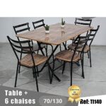 Table pliante 140/70 MDF Stratifié avec 6 chaises