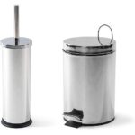 poubelle à pédale et brosse de toilette
